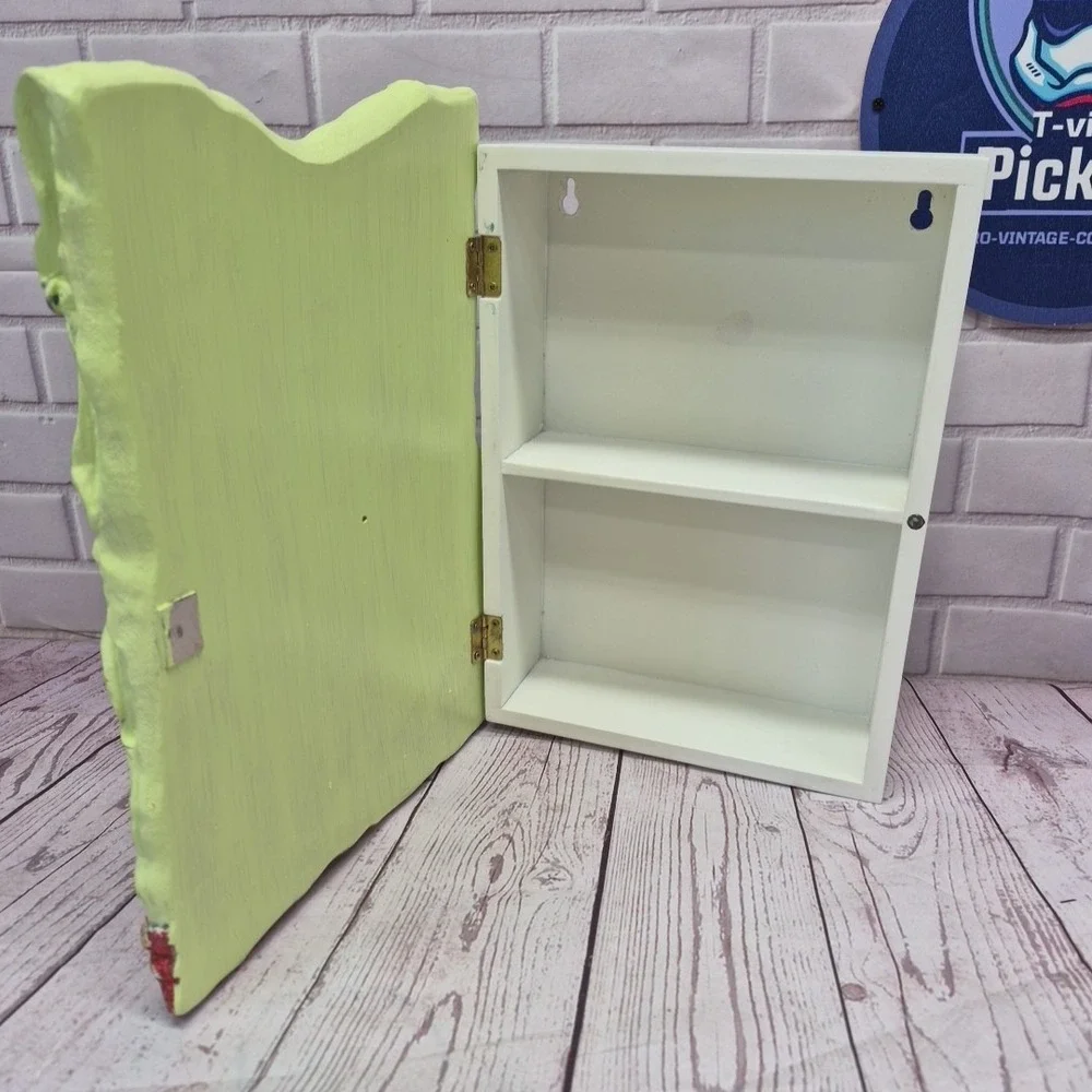 Distressed Country Green Overalls Wooden Wall Cabinet 3D Resin Front 12in x 9in